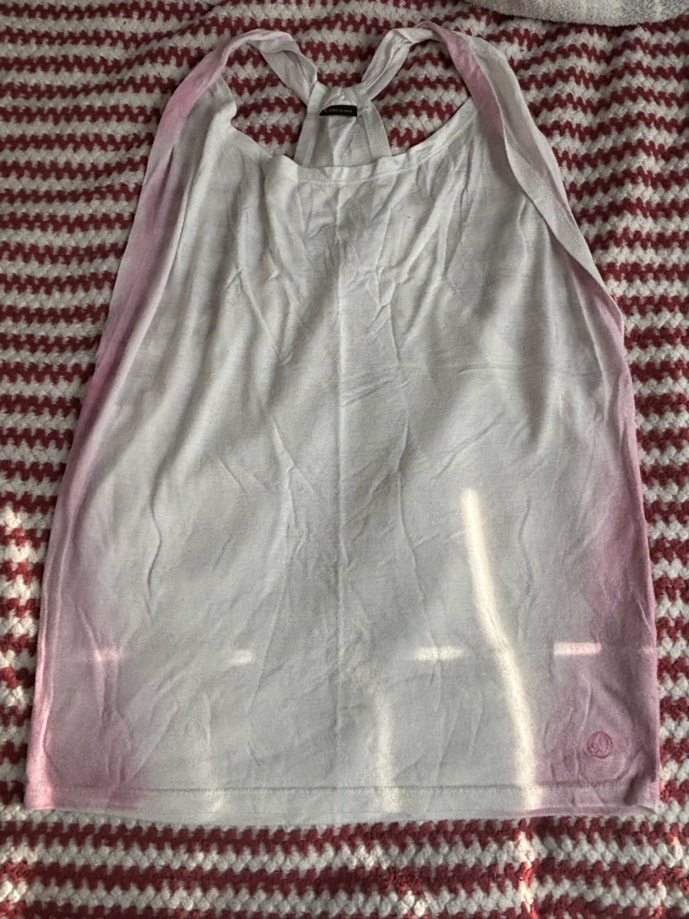 Athletic Racerback Tank Top in White and Light Pink